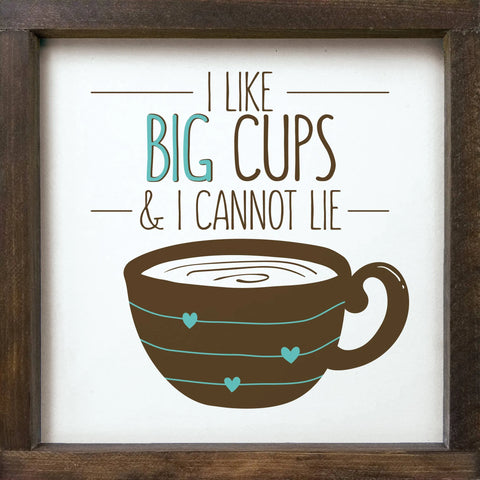 11 I Like Big Cups and I Cannot Lie Framed Wood Sign