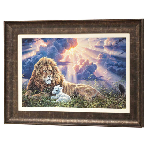 Frame Art Lion Lamb Perfect Peace