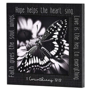 43 Stacked Wall Plaque Butterfly Faith Hope