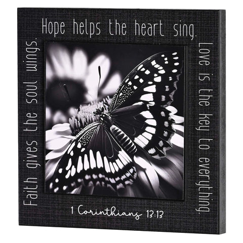 12 Stacked Wall Plaque Butterfly Faith Hope