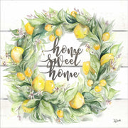 Watercolor Lemon Wreath Home Sweet Home by Tre Sorelle Studios, Canvas Art