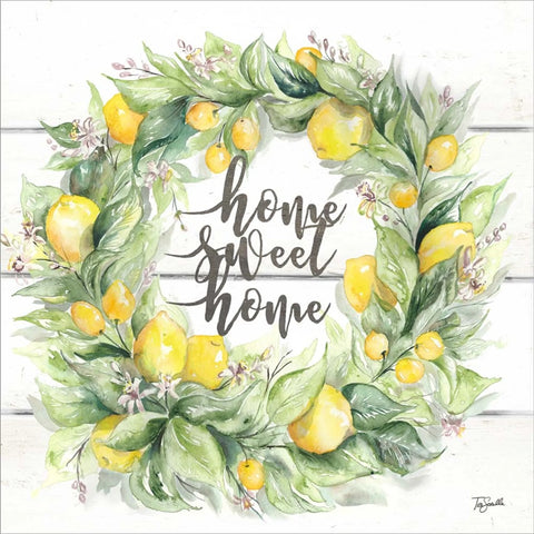 Watercolor Lemon Wreath Home Sweet Home by Tre Sorelle Studios, Canvas Art