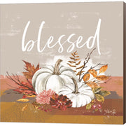 Blessed Pumpkin and Fall Flowers by Marla Rae, Canvas Art