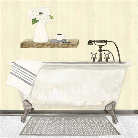 Farmhouse Bath I Gray & Yellow 2-Tub by Tara Reed, Canvas Art