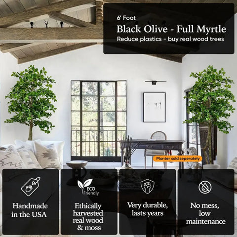 Handmade 6' Italian Black Olive Leaf Artificial Tree