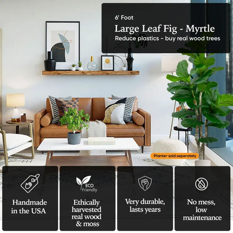 Handmade 6' Artificial Large Leaf Fig Tree