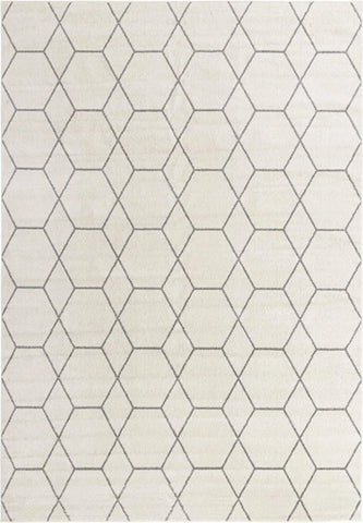 10x14 Feet Ivory Grey Trellis Modern Geometric Area Rug