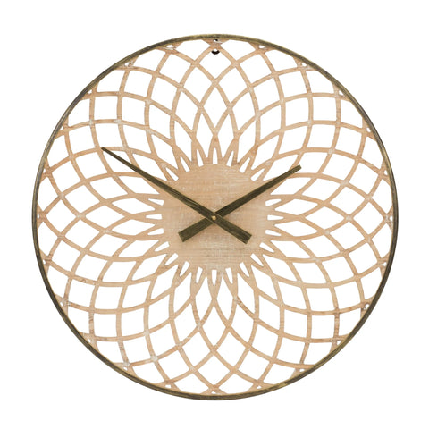 1 Round Lattice Wood Wall Clock