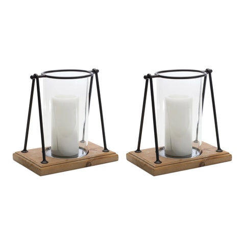11 Modern Framed Candle Holder with Wood Base
