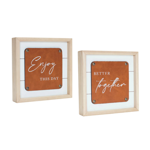 Framed Leather Sentiment Wall Decor