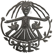 Girl with Two 3D Birds