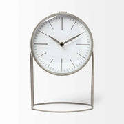 21 Gray Metal Circular Desk Table Clock Equipped With A Quartz Movement