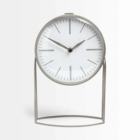 99 Gray Metal Circular Desk Table Clock Equipped With A Quartz Movement