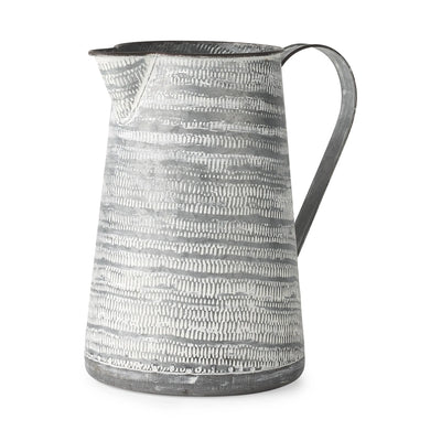 1 Gray and White Abstract Metal Jug Vase