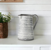 4 Gray and White Abstract Metal Jug Vase