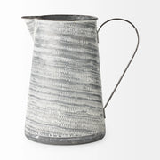 5 Gray and White Abstract Metal Jug Vase