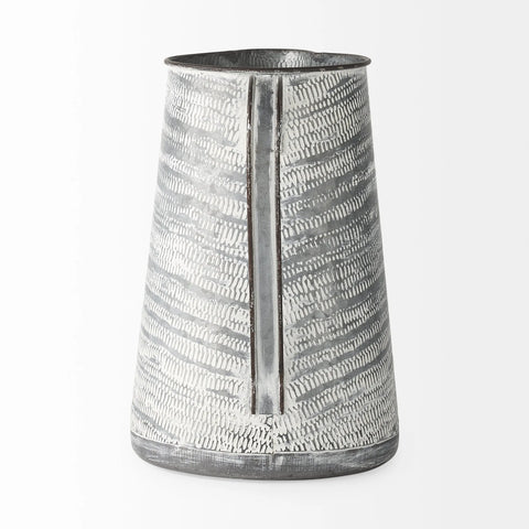 11 Gray and White Abstract Metal Jug Vase