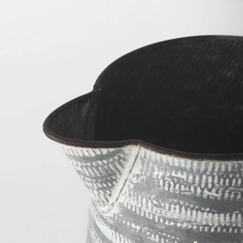 22 Gray and White Abstract Metal Jug Vase