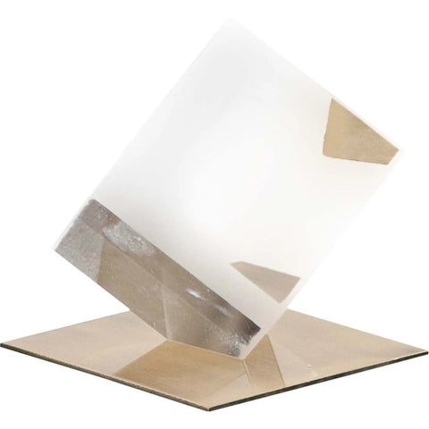  21 Optical Glass Cube And Gold Sculpture