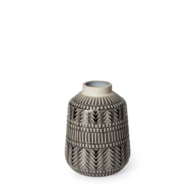 1o Organic Glaze Chevron Embossed Ceramic Vase