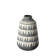 yt8 10" Gray and Ivory Triangle Pattern Ceramic Vase