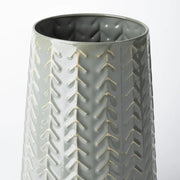 44 Green Organically Chevron Embossed Metal Vase 