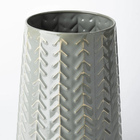44 Green Organically Chevron Embossed Metal Vase 