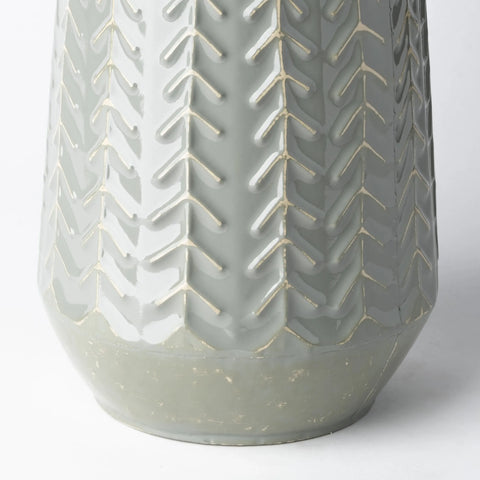 21 Green Organically Chevron Embossed Metal Vase 