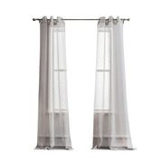 4 Gray Ribbon Embellished Window Curtain Panels