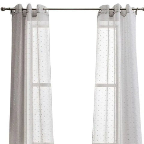11 Gray Ribbon Embellished Window Curtain Panels