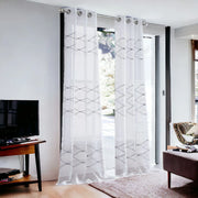 21 White Wave Embroidered Window Panels