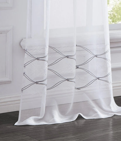 11 White Wave Embroidered Window Panels
