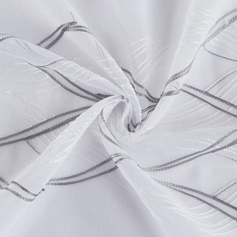 2123 White Wave Embroidered Window Panels