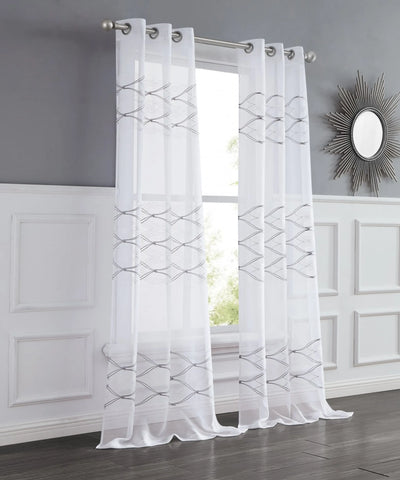 11223 White Wave Embroidered Window Panels