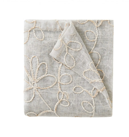 4 Tan Floral Embroidered Window Panels