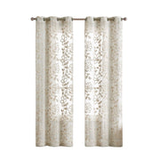 5 Tan Floral Embroidered Window Panels