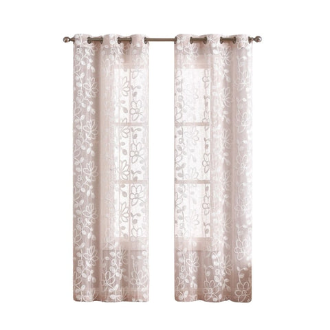 5  Blush Floral Embroidered Window Panels