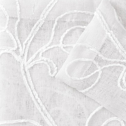 22 White Boho Embroidered Window Panels