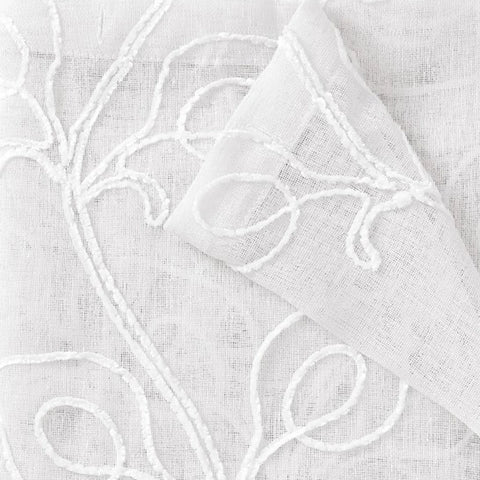 11 White Boho Embroidered Window Panels