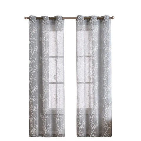 22 Silver Boho Embroidered Window Panels