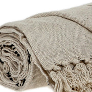 22  Beige and Black Woven Cotton Striped Throw Blanket