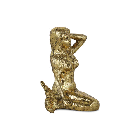 33 Antiqued Brass Cast Iron Mermaid Hand Painted Statue
