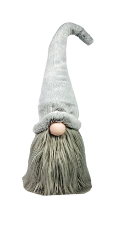 21  Groovy Grey with Pointy Hat Fabric Sitting Gnome Sculpture