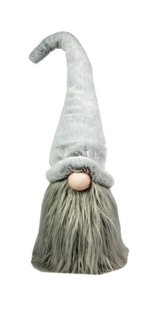 11  Groovy Grey with Pointy Hat Fabric Sitting Gnome Sculpture