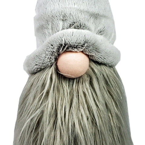 111  Groovy Grey with Pointy Hat Fabric Sitting Gnome Sculpture