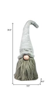 22221  Groovy Grey with Pointy Hat Fabric Sitting Gnome Sculpture