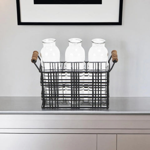 11 Black Glass Decorative Bottle Tabletop Sculpture