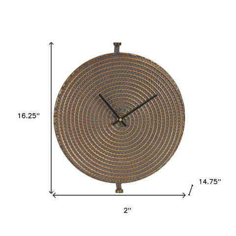 111 15" Circle Bronze Metal Analog Wall Clock