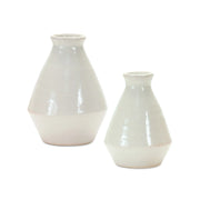 2 White Bud Terracotta Table Vases