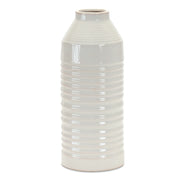 23 15 White Ribbed Cylinder Terracotta Table Vase